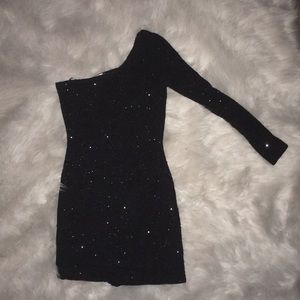 Black One Shoulder Sparkly  Dress